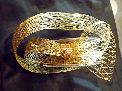Gold Stretchable Wired Mesh Ribbon  For Bows  - By The Yard • $3