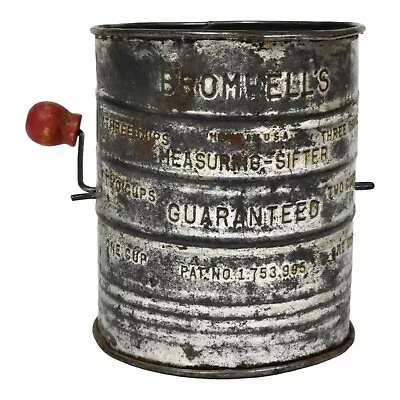 Bromwell's 3 Cup Measuring Flour Sifter Metal Vintage Rustic Kitchen Utensil • $12.99