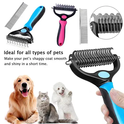 Pet Dog Cat Professional Comb Brush Dematting Undercoat Grooming Comb Rake Tools • £9.39