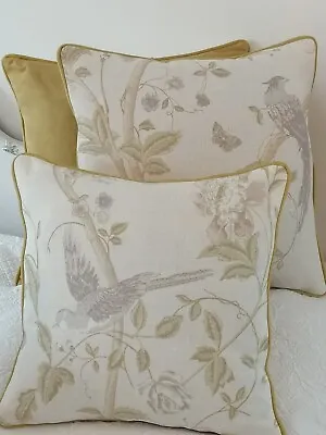 Laura Ashley Cushion Cover SUMMER PALACE Ivory/Taupe Fabric Piped & Back Green  • £19.50