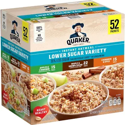 Quaker Lower Sugar Instant Oatmeal Variety Pack (52 Pk.) FREE SHIPPING • $23.42