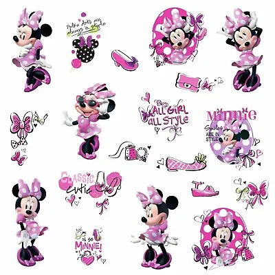 MINNIE MOUSE FASHIONISTA Wall Stickers 19 Decals Pink Disney Girls Room Decor  • $17.99