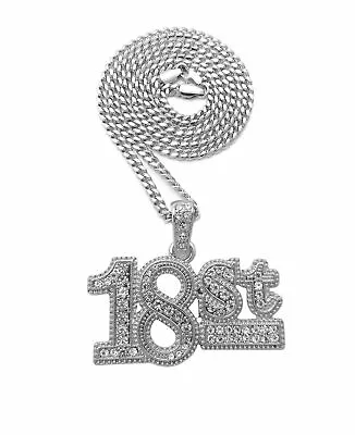 Iced Meek Mill 18ST Pendant & 18  20  24  Cuban Rope Box Chain Hip Hop Necklace • $17.99