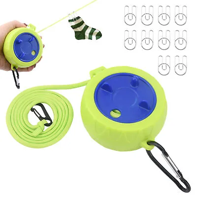 Camping Retractable Clothesline Heavy Duty With Clips Strong Home Extendable • £10.33