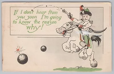 Comics~Little Soldier Boy Droppin' Bombs~Hear From You Soon~Vintage Postcard • $1.50