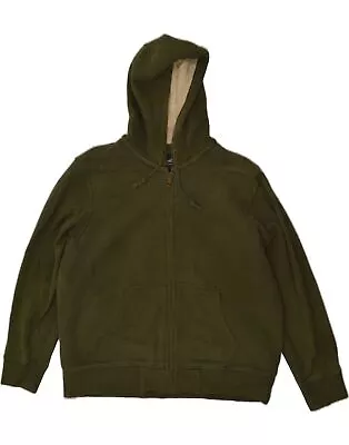 EDDIE BAUER Mens Sherpa Zip Hoodie Sweater XL Green Cotton BE37 • $28.82