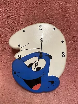 Vintage Wooden Smurf Clock  • $15