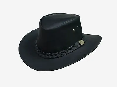 £18.75 • Buy Australian Style Leather Bush Hat Cowboy Mens Womens Hat Black