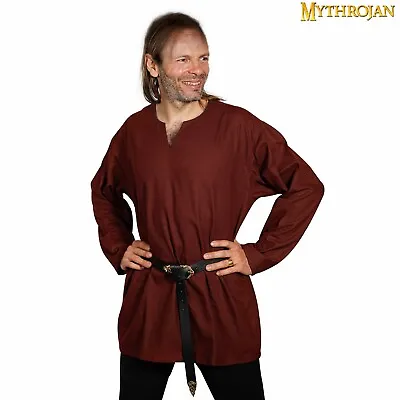 Cotton Tunic Viking Shirt Medieval Knight SCA LARP Pirate Cosplay Costume Brown • $39.99