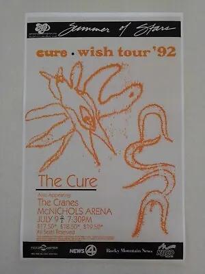 The Cure @ McNichols Arena In Denver Colorado 1992 - Concert Poster - Wish Tour • $14.99