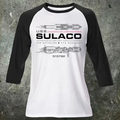 Mens USS Sulaco Troop Transport Aliens Ship Raglan T Shirt Xenomorph Nostromo • $65.78