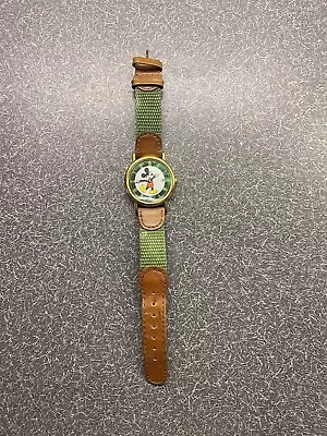 Vintage Pulsar Green Quartz Mickey Mouse Watch V532-9A00 Date Count Extra Band • $29