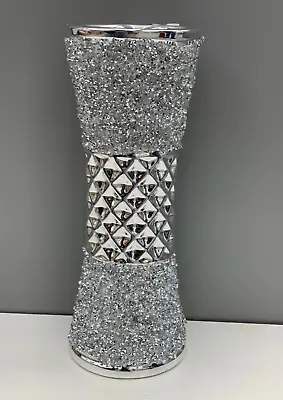 £19.99 • Buy Crushed Diamond Stunning Silver Crystal Silver Ceramic Vase, Sparkly (25cm)✨