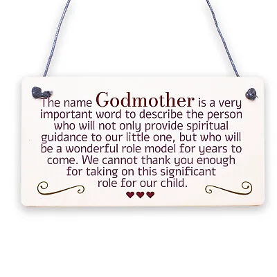 £3.99 • Buy  Godmother Gifts For Christmas Godparent Christening Friend Gifts Keepsake Plaqu