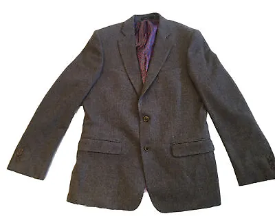 Fine  Magee Brown Lambswool & Cashmere Tweed Herringbone Jacket  Size 40r Vgc • £45