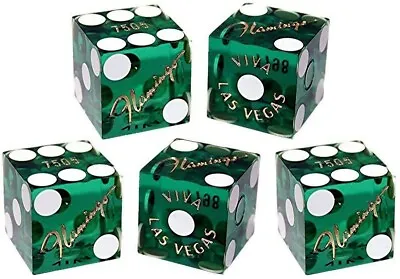 Lot 5 Flamingo Las Vegas Casino 19mm Craps Dice Green Polished Mixed Serial #s • $25.95