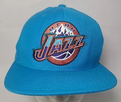 Mitchell & Ness Utah Jazz NBA Snapback Hat Basketball Teal Hardwood Classic Used • $14.95