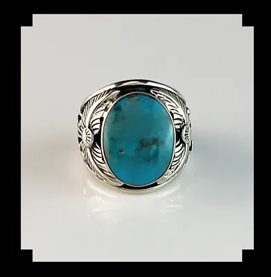 Handcrafted Sterling And Turquoise Men's Ring Size 10 3/4 • $245