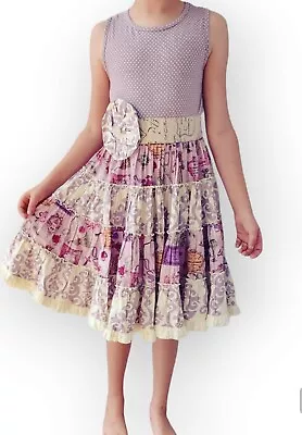 Mustard Pie Sleeveless Ruffled Tiered Skirt McKenna Twirl Twirlly Dress Girl's 8 • $39.95