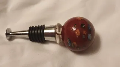 Murano Millefiori Glass Wine Bottle Stopper - Red Multicolor Made In Italy 4  • $19.99