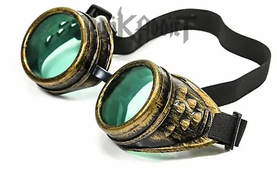 Green Lens Victorian Steampunk Goggles Glasses Welding Cyber Punk Gothic Cosplay • $12.99