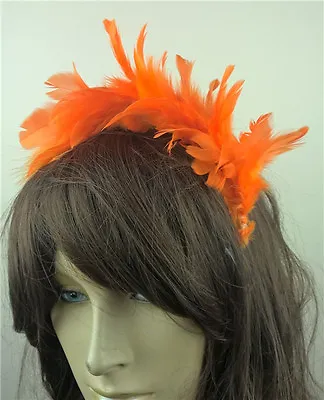 £2.90 • Buy Orange Feather Headband Fascinator Headpiece Wedding Party Race Ascot