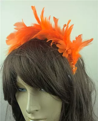 £2.90 • Buy Orange Feather Headband Fascinator Headpiece Wedding Party Race Ascot