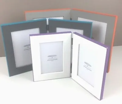 £14.95 • Buy Double Folding Photo Picture Frame Portrait With A Pop Of Colour - 3 Sizes