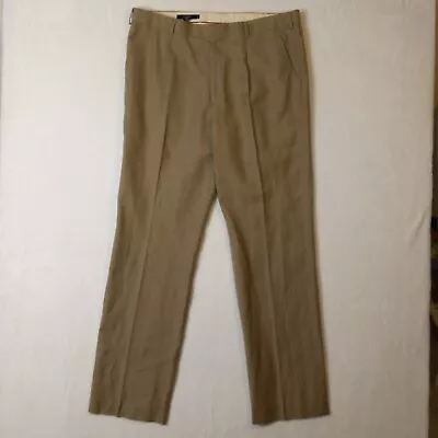 J. Crew Mens Tan Wool Linen Dress Pants Straight Leg Size 36X34 • $24.99