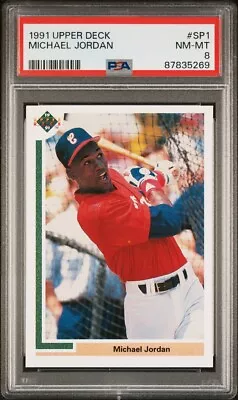 1991 Upper Deck SP1 Michael Jordan Baseball Rookie (RC) PSA 8 NM MINT • $33