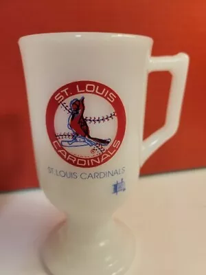 Vintage Milk Glass ST LOUIS CARDINALS MUG Pedestal IHOP MLB PROMO ADVERTISING • $9.99