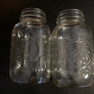 Lot Of 2 Mason Jars Golden Harvest 32-Ounces Quart No Lid Clear • $25.50