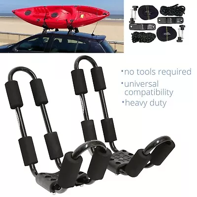 Conwy Kayak Roof Rack J Bars Heavy Duty Canoe Fixed Double Carrier And Straps  • £34.99