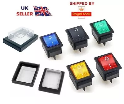 2 Position Rocker Switch ON-OFF 4 Pins 16A 250V AC DPST With Waterproof Cap • £3.80