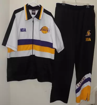 Vintage OUNK NBA Los Angeles Lakers Warm-Up Suit (Shirt 2x & Pant 3xl) Ankle Zip • $160