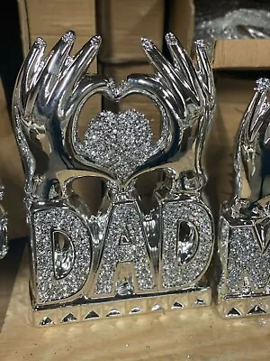 £19.99 • Buy Bling Crushed Diamond DAD Ceramic Silver Home Ornament Gift 
