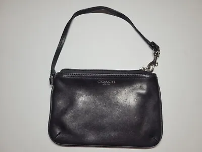 Coach Black Faux Leather Zip Bag Purse Wallet Card Holder Bag • £25.99