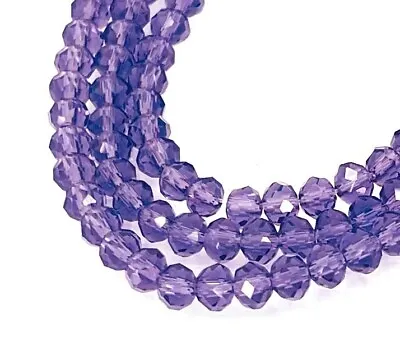 100 Firepolish Glasss Crystal Faceted Rondelle Beads Purple - Amethyst 4x3mm • $4.50