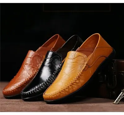 Men‘s Leather Driving Loafers Dress Shoes Casual Slip On Flat Lightweight Shoes • $29.69