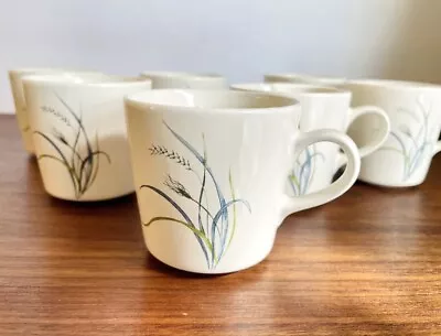 Set 8 Corelle “Coastal Breeze” Wheat Coordinates Stoneware Coffee Cups Vtg Mugs • $22.95