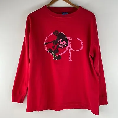 Vintage Ocean Pacific OP 1987 Long Sleeve Shirt Red Skate 80s Single Sitich XL • $64.99