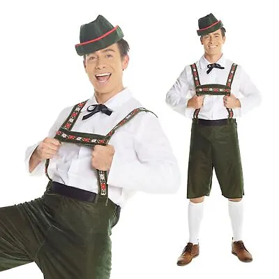 £29.99 • Buy Mens Lederhosen Fancy Dress Costume German Bavarian Beer Oktoberfest Large Or XL