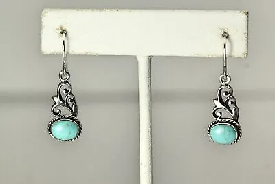 $29 • Buy 925 Sterling Silver Oval Turquoise Dangle Earrings 4.2 Grams (EAR4720)