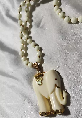 Miriam Haskell Vtg. Necklace W Elephant Pendant Neckwear 30  • $19.99