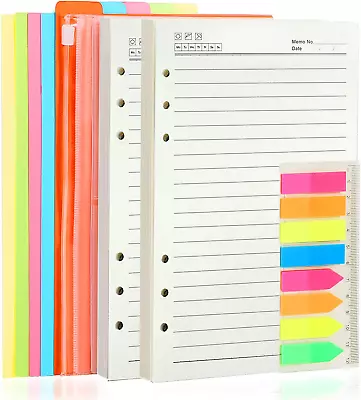 2 Pack A6 Refill Paper Lined - 5 Colorful Index Dividers 2 Pieces Loose Leaf • $14.01