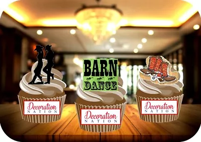 Barn Dance Mix A - 12 PREMIUM STAND UP Edible Cake Toppers Cowboy Party Dancing • £6.49