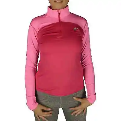 £9.95 • Buy More Mile Womens Running Top Pink Half Zip Long Sleeve Jersey Sports Training