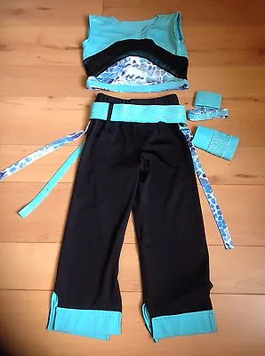 Blue And Black Freestyle Disco Costume Crop Trousers  B4 • £25