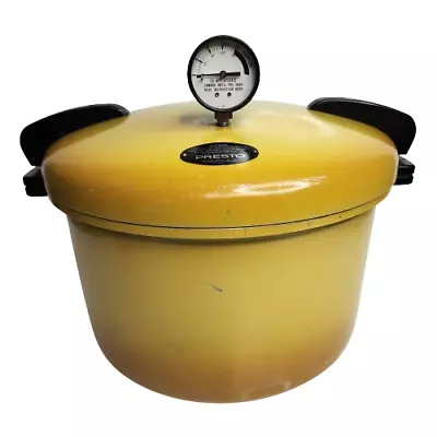 Rare Presto Pressure Cooker Canner 409A 16-Quart Harvest Gold Yellow Vintage USA • $69.56