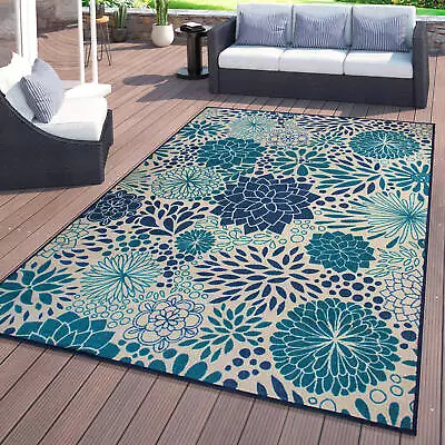Rugshop Modern Floral Circles Flatweave Indoor Outdoor Rug Patio Rugs Outdoors • $46.41